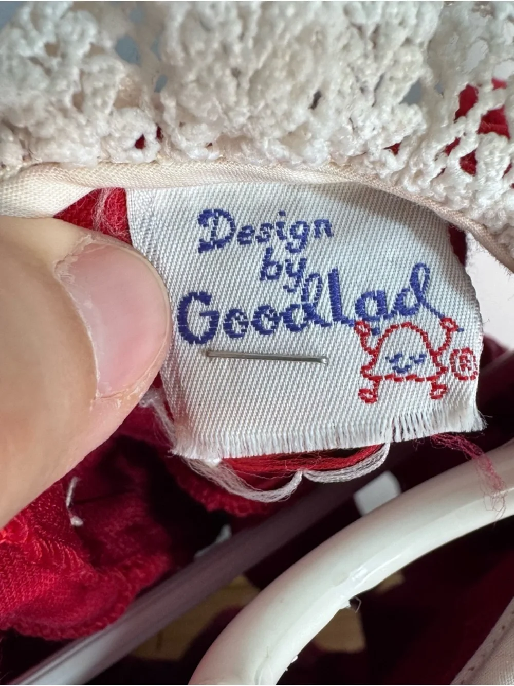 Vintage Goodlad Red Velveteen Baby Dress 12M Lace Collar Holiday USA